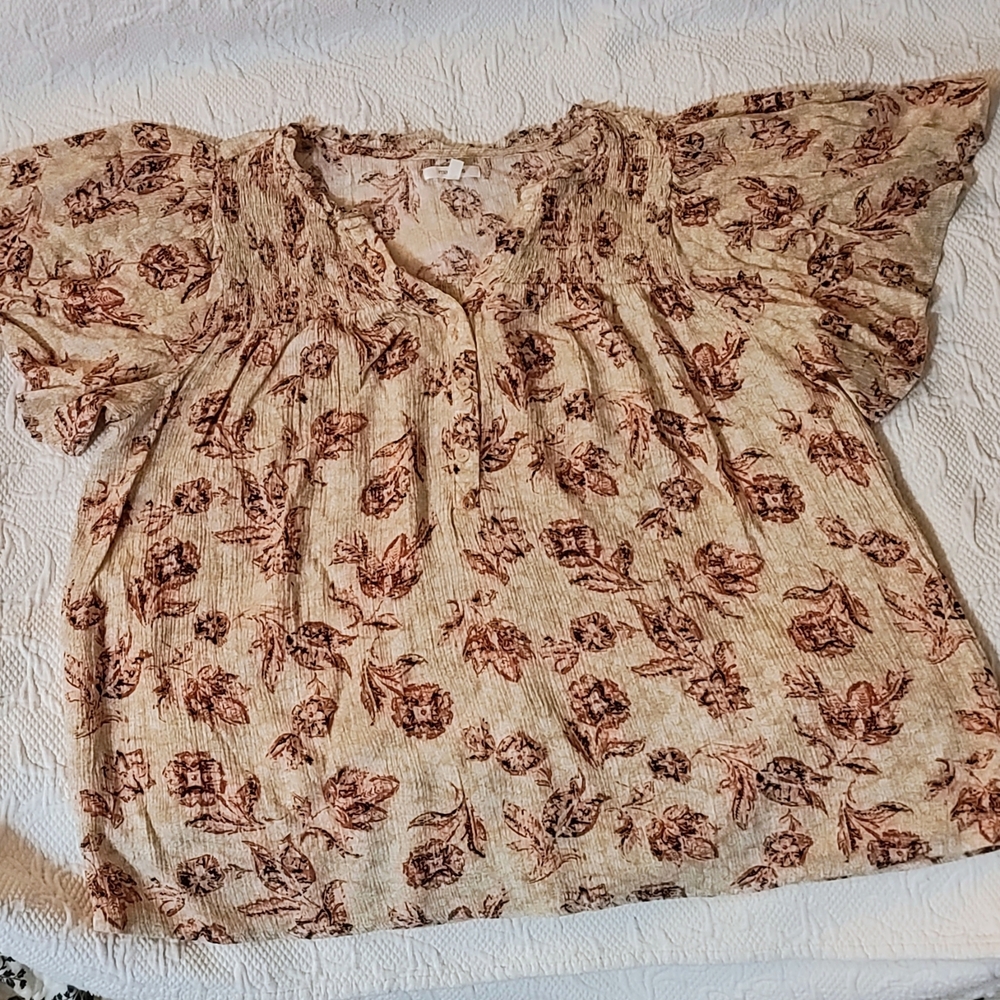 Maurices Beige Floral Blouse